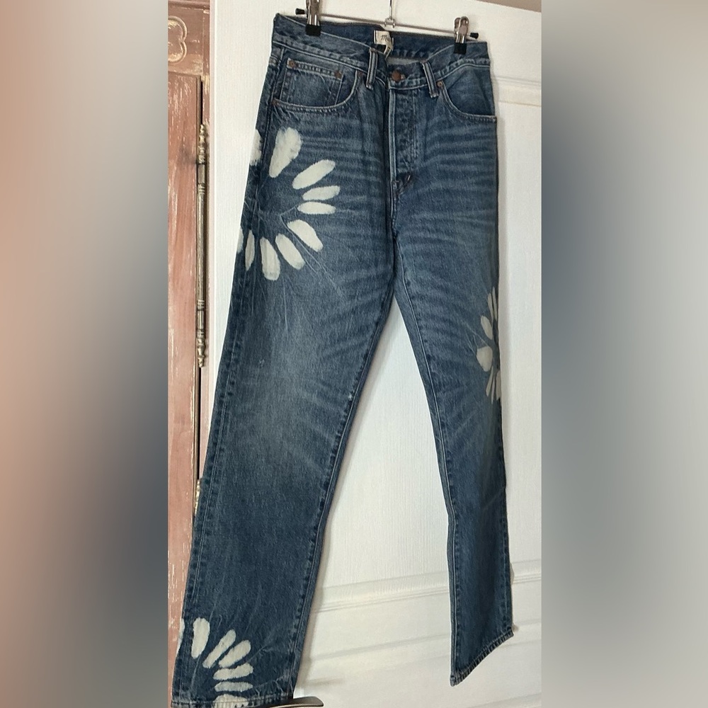 ‼️New Madewell The Dean Easy Straight Jean Daisy bleach wash